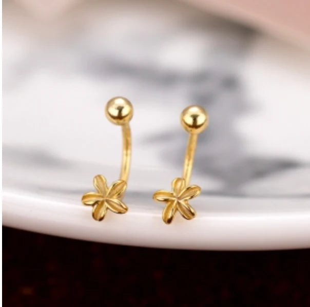 Gold Floral Curved Stud Earrings JLT13858