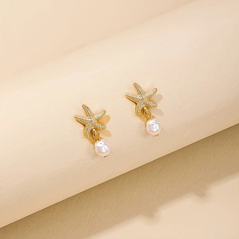 Pearl Starfish Drop Earrings JLT13859