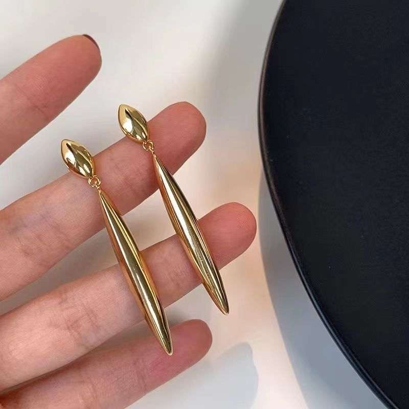 Gold Sleek Drop Earrings JLT13860