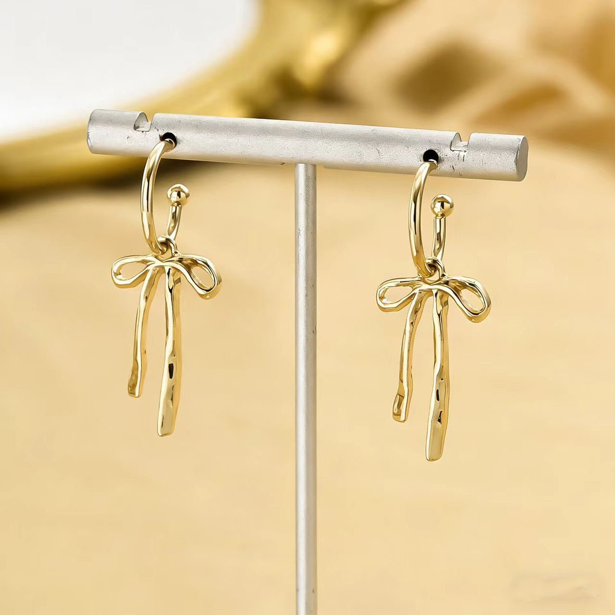 Gold Bow Hoop Earrings JLT13861