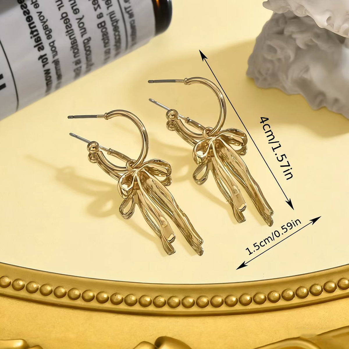 Gold Bow Hoop Earrings JLT13861