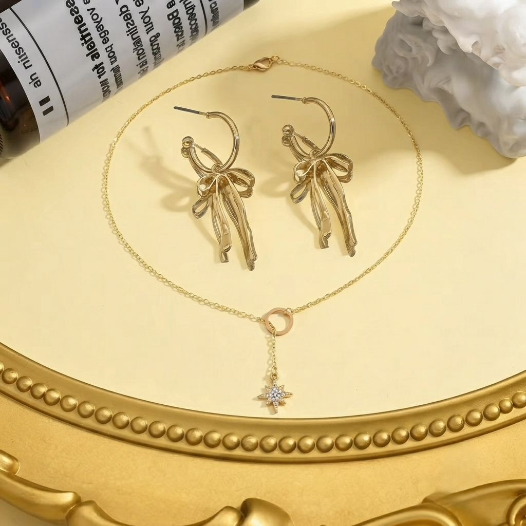 Gold Bow Hoop Earrings JLT13861