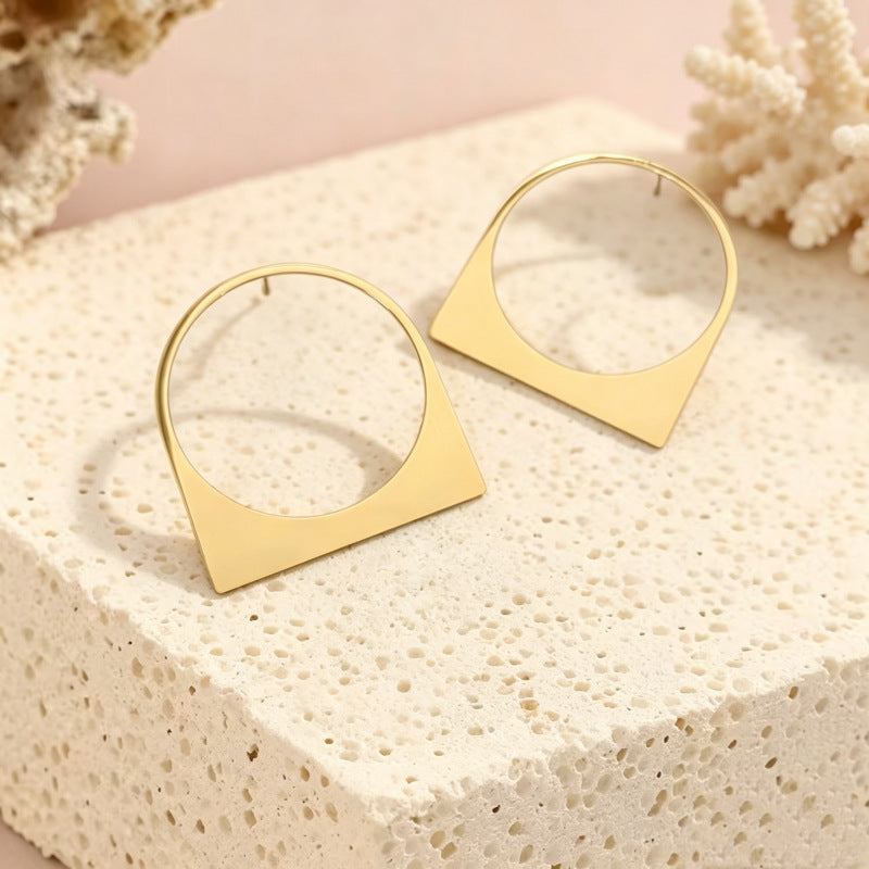 Sleek Gold Geometric Stud Earrings JLT13862