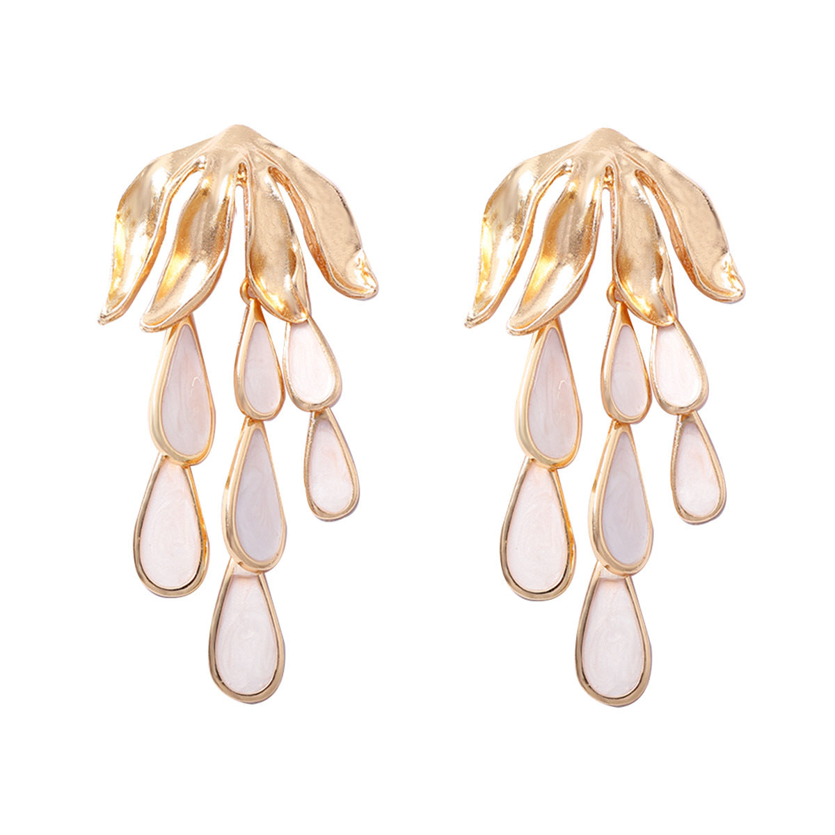 Chic Gold Lotus Teardrop Earrings JLT13865