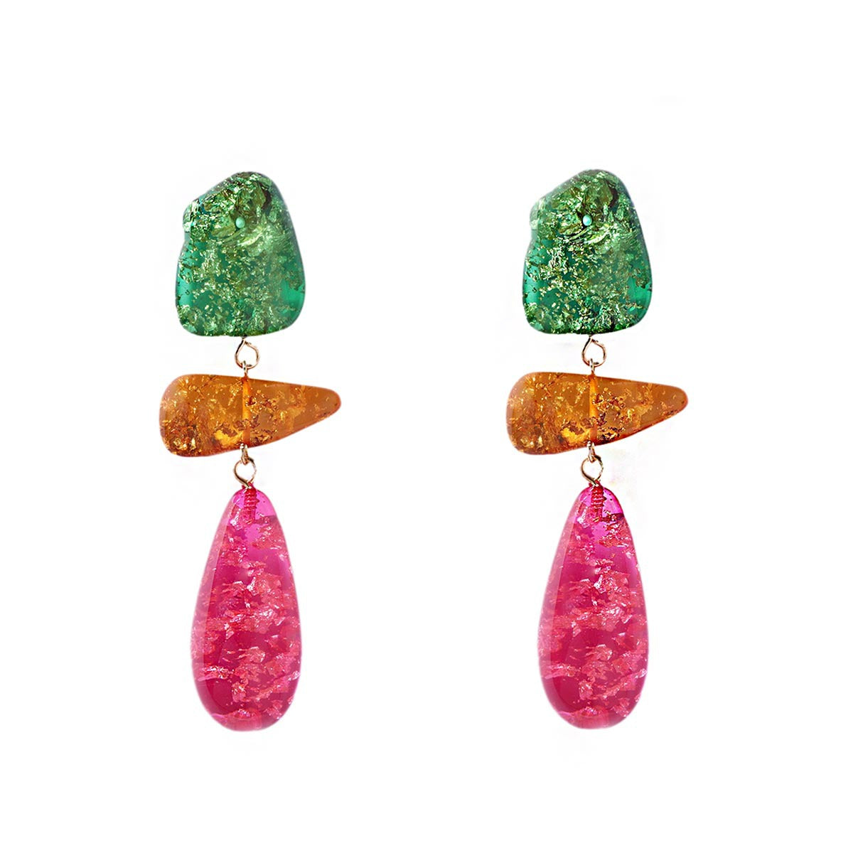 Dramatic Multicolor Glitter Dangle Earrings JLT13866