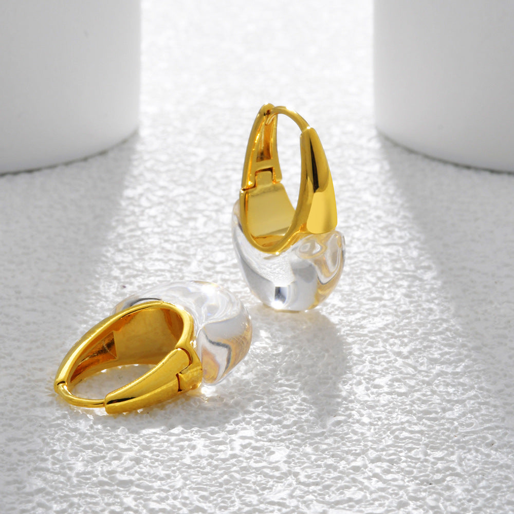 Elegant Gold Clear Crystal Huggie Earrings JLT13874