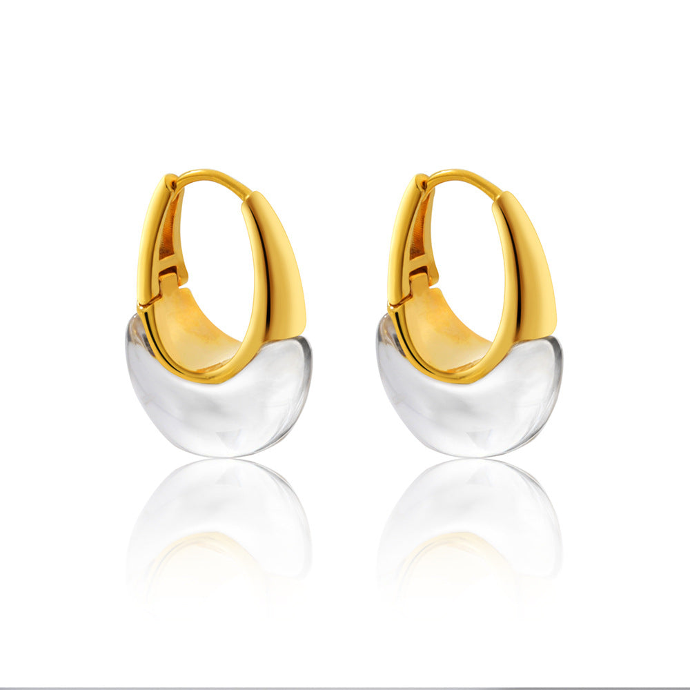 Elegant Gold Clear Crystal Huggie Earrings JLT13874