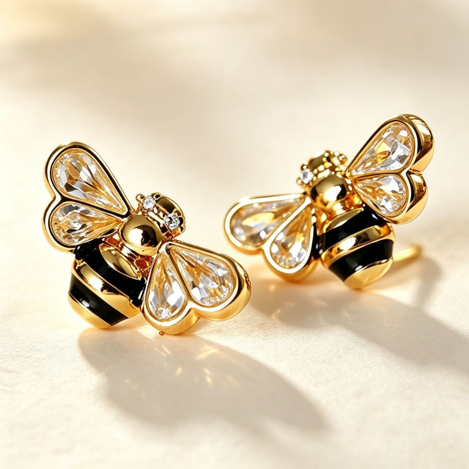Gold Elegant Bee Stud Earrings JLT13883