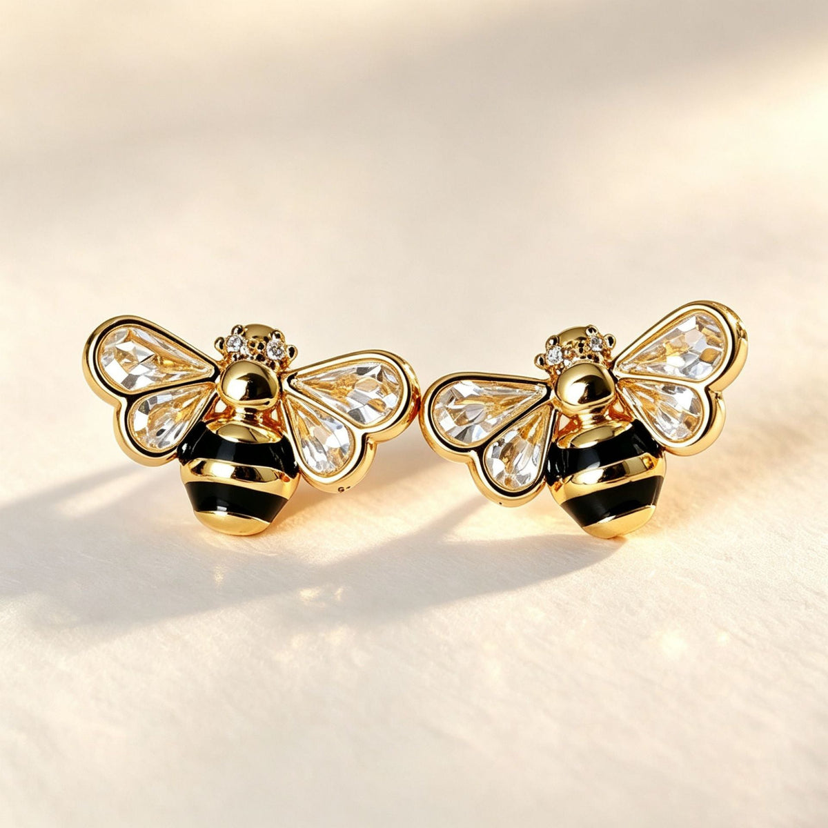 Gold Elegant Bee Stud Earrings JLT13883