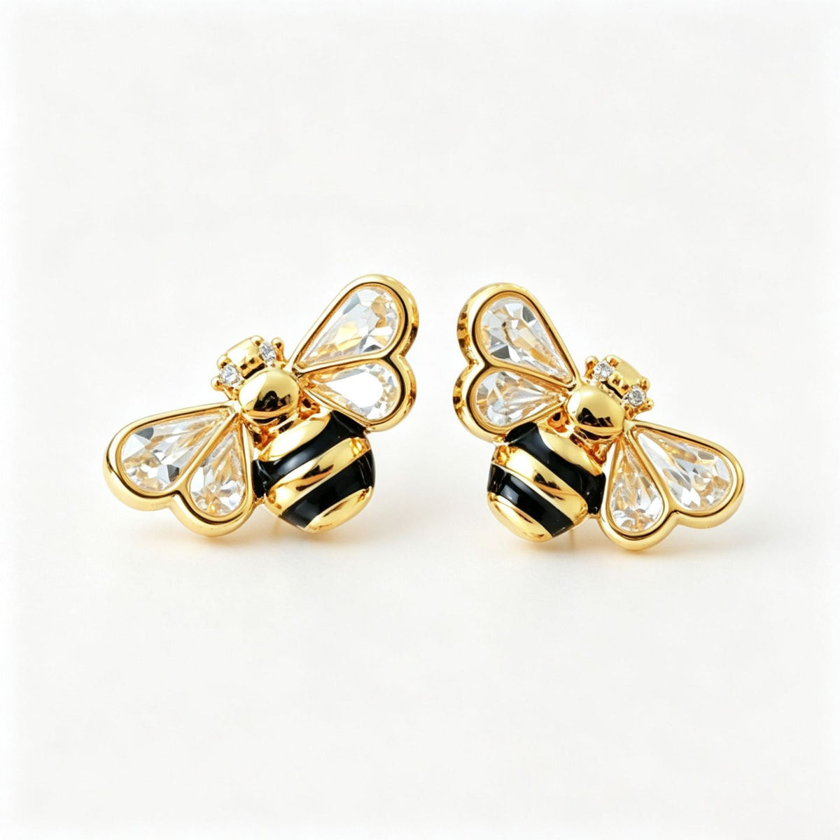 Gold Elegant Bee Stud Earrings JLT13883