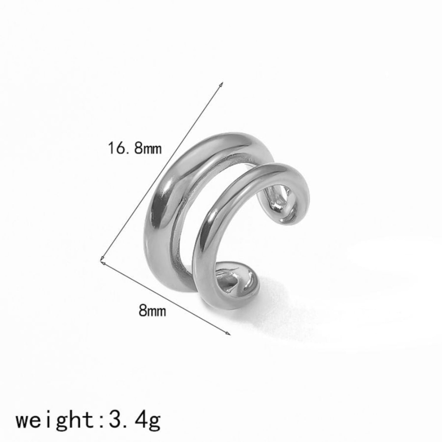 Silver Modern Double-Band Ear Cuff JLT13887