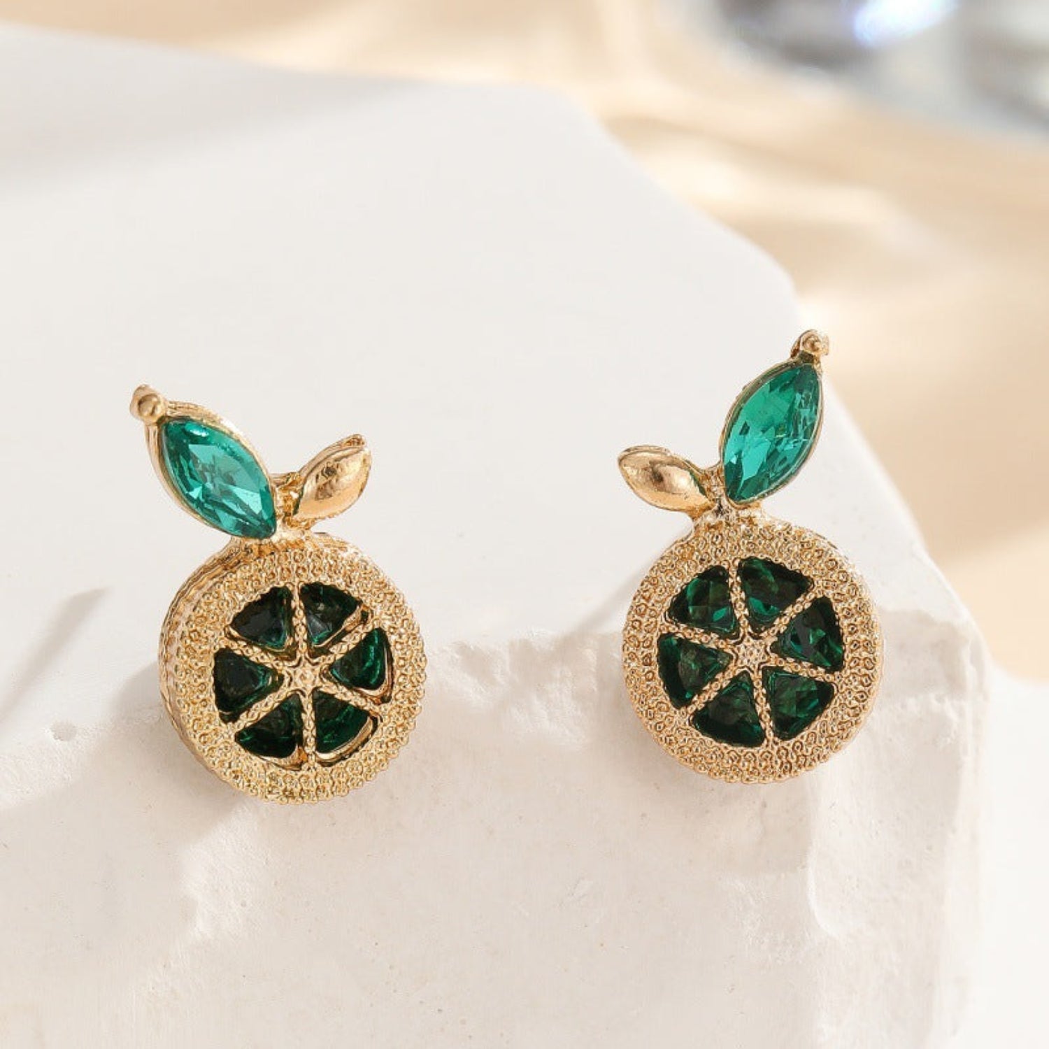 Green Cute Round Citrus Earrings JLT13889