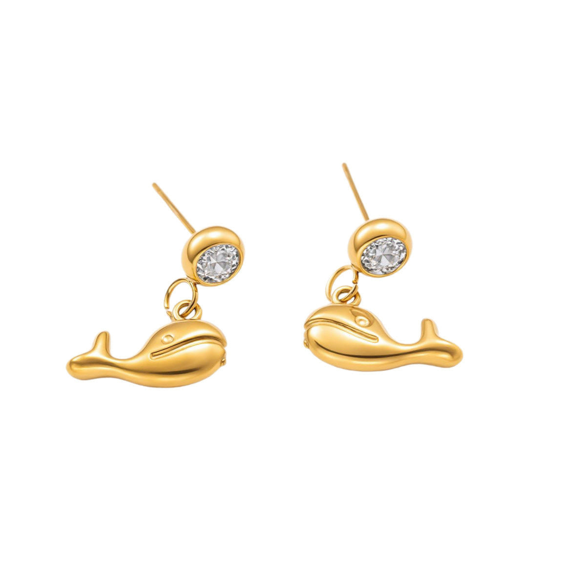 Gold Cute Whale Drop Earrings JLT13890