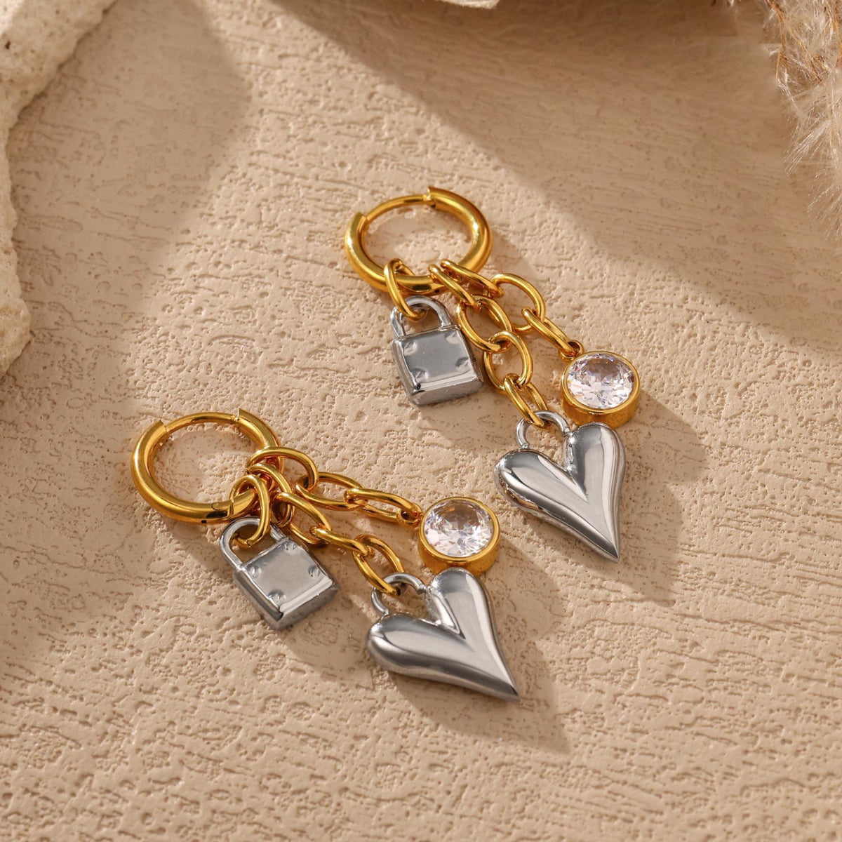 Gold Chic Heart Drop Earrings JLT13892