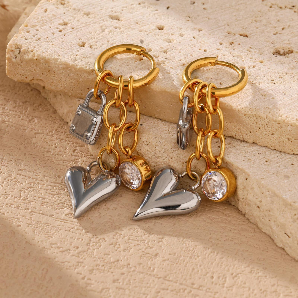 Gold Chic Heart Drop Earrings JLT13892