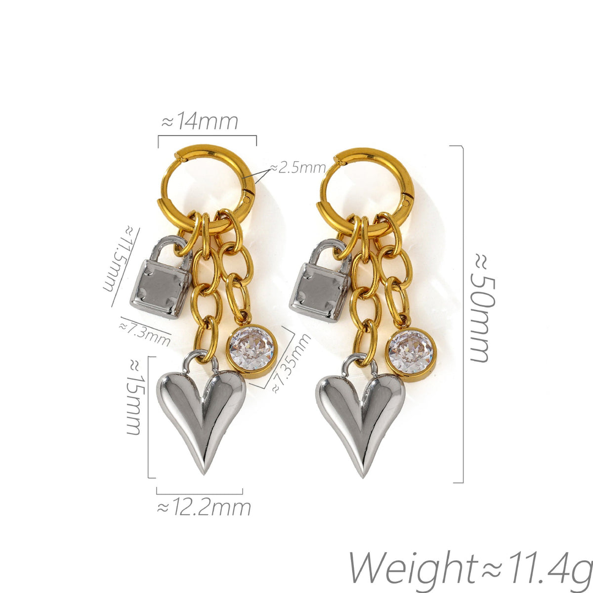 Gold Chic Heart Drop Earrings JLT13892