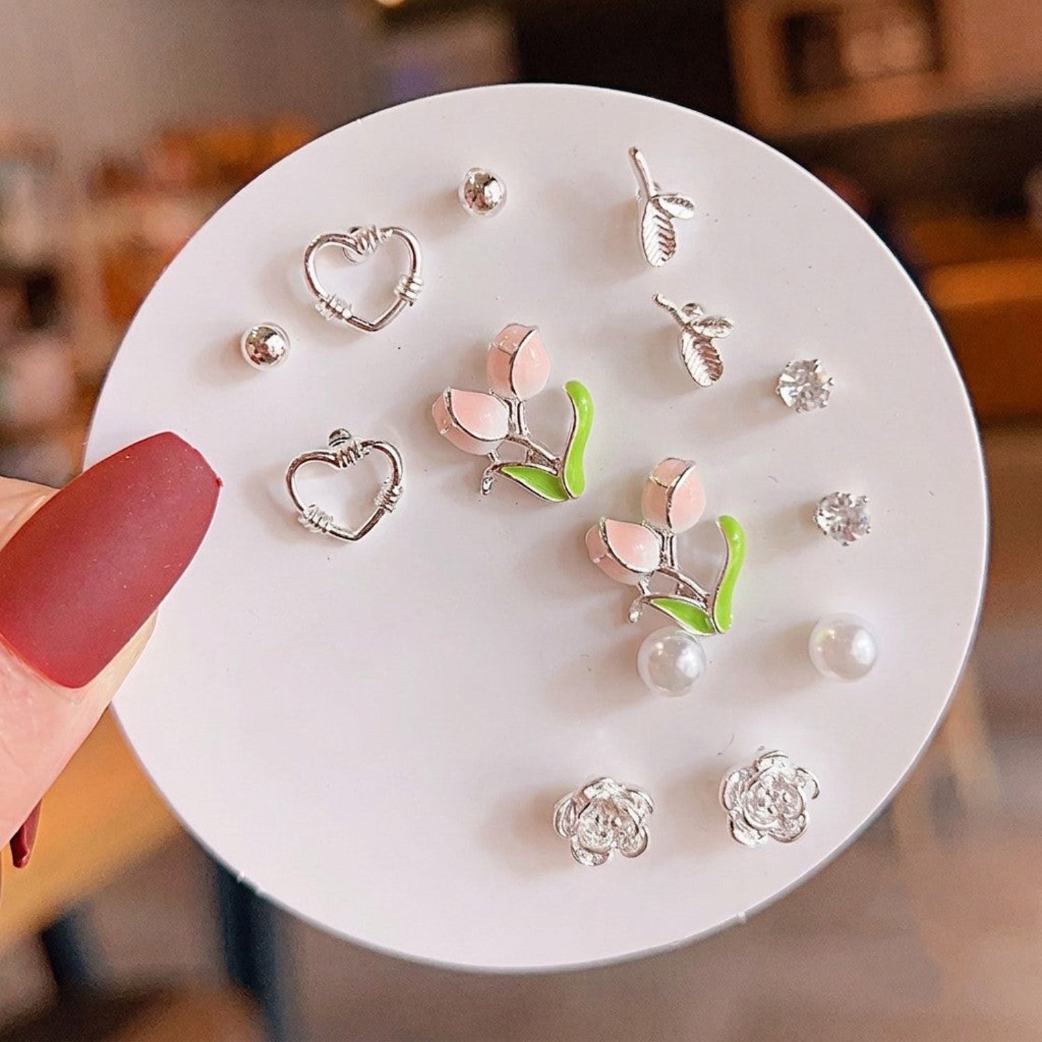 Silver Cute Stud Earrings Sets JLT13893