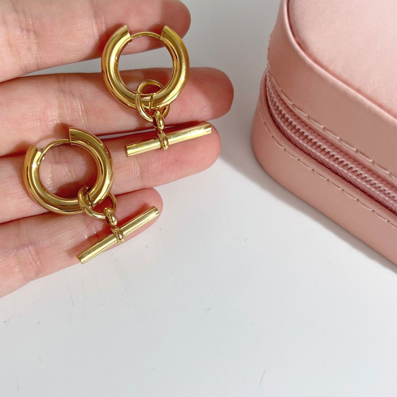 Gold Modern Round Hoop Earrings JLT13898