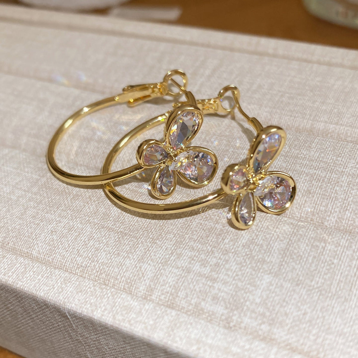 Gold Elegant Butterfly Hoop Earrings JLT13899