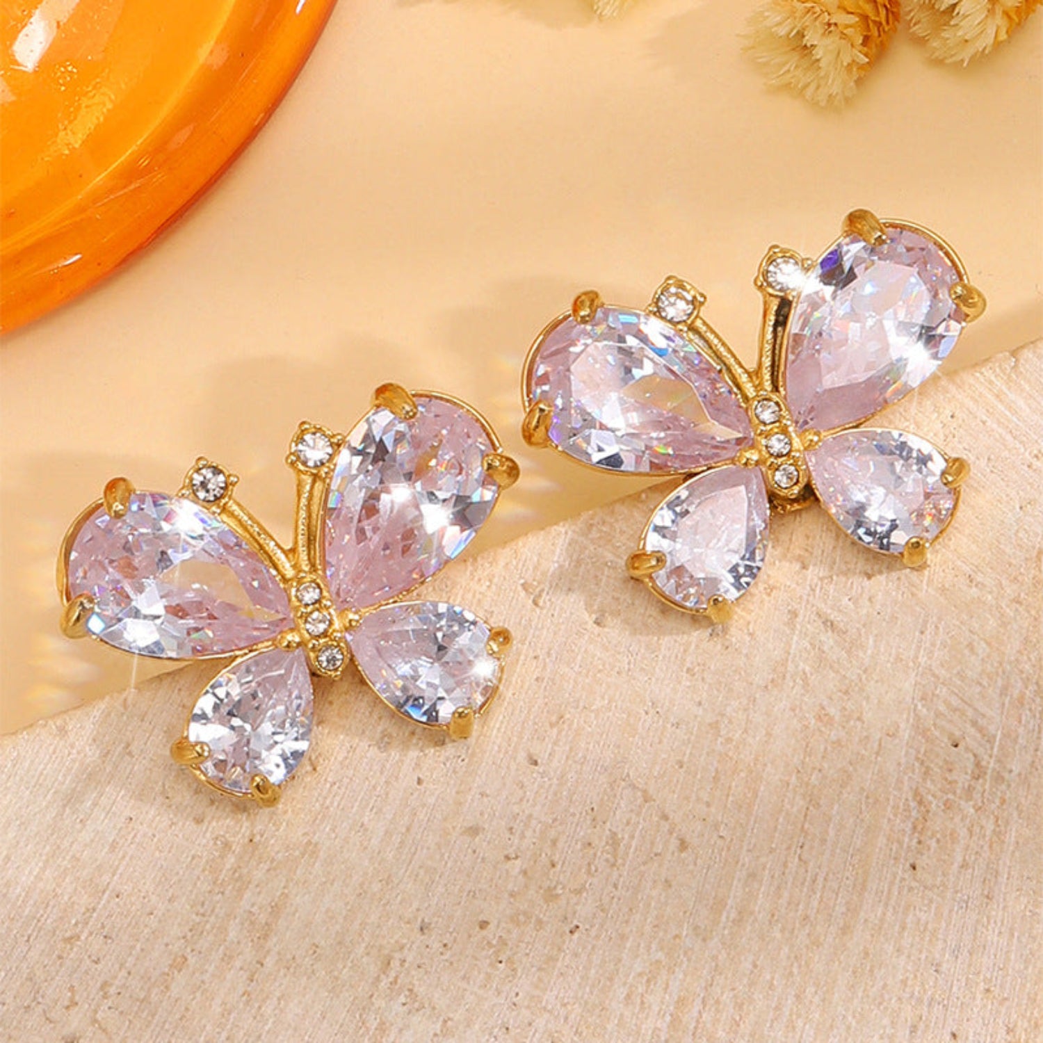 Gold Elegant Butterfly Stud Earrings JLT13900