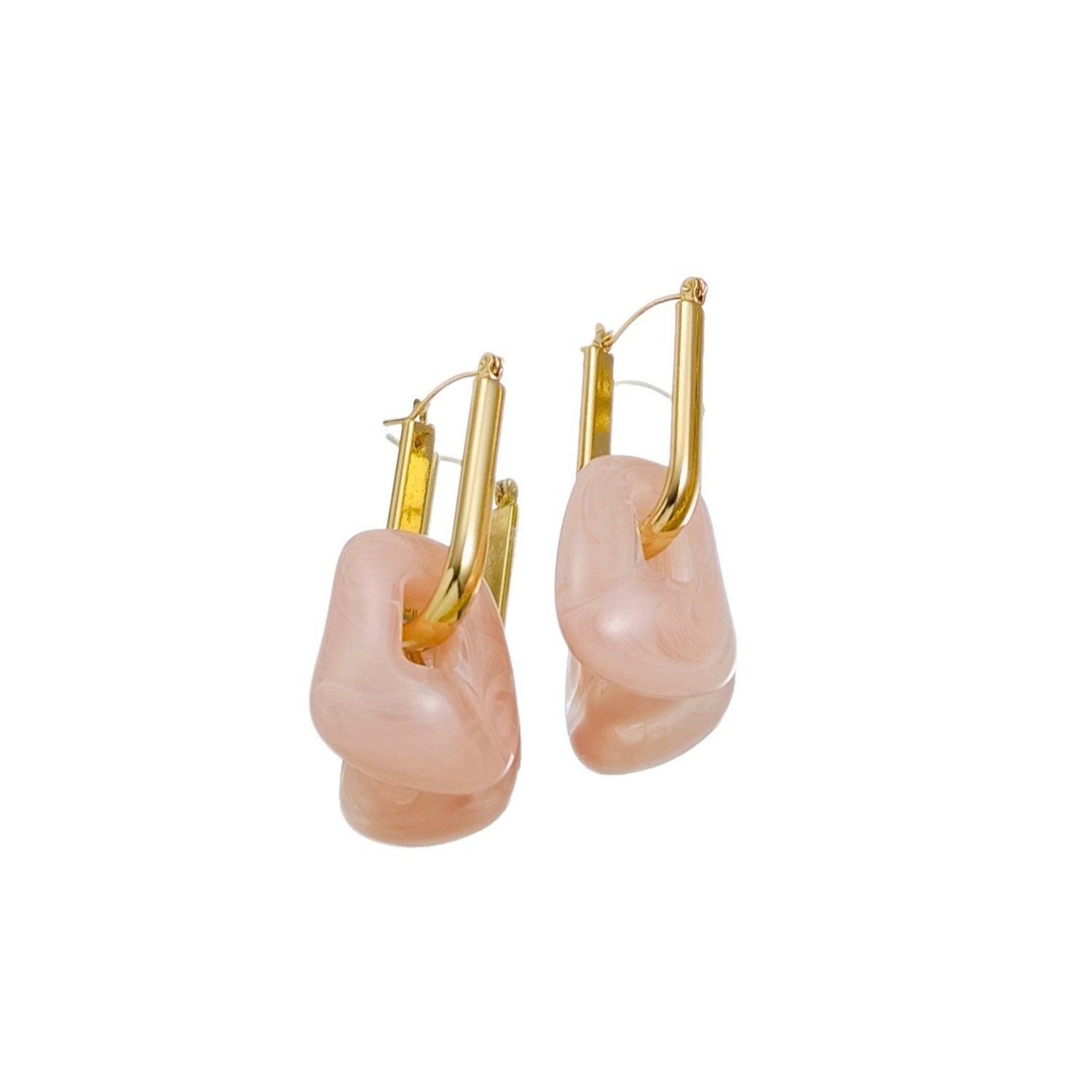 Pink Modern Oval Hoop Earrings JLT13903