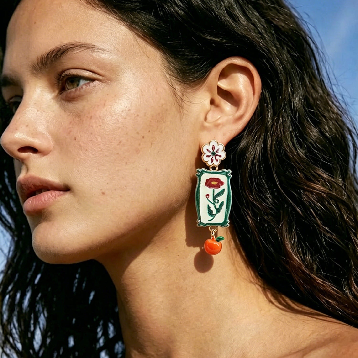 Multicolor Vintage Rectangular Drop Earrings JLT13904