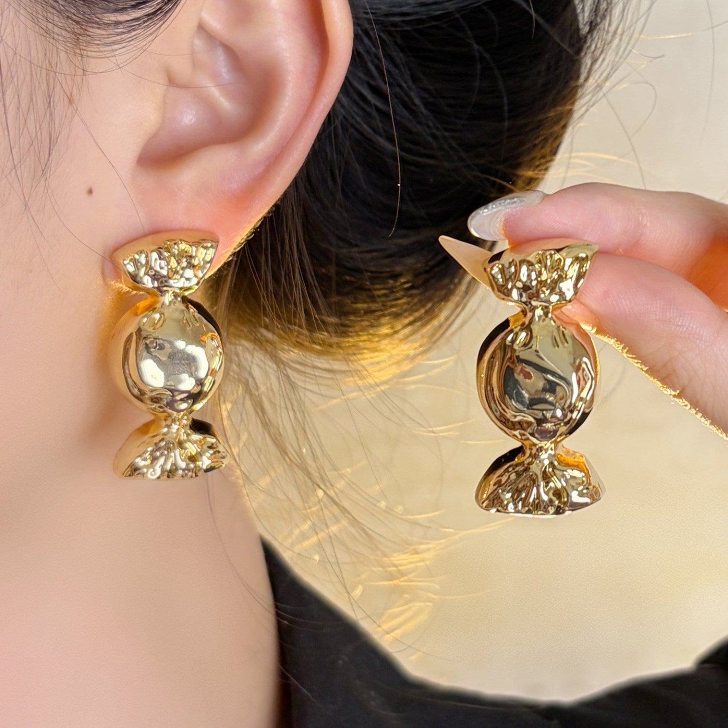 Gold Candy Oval Cute Earrings JLT13905