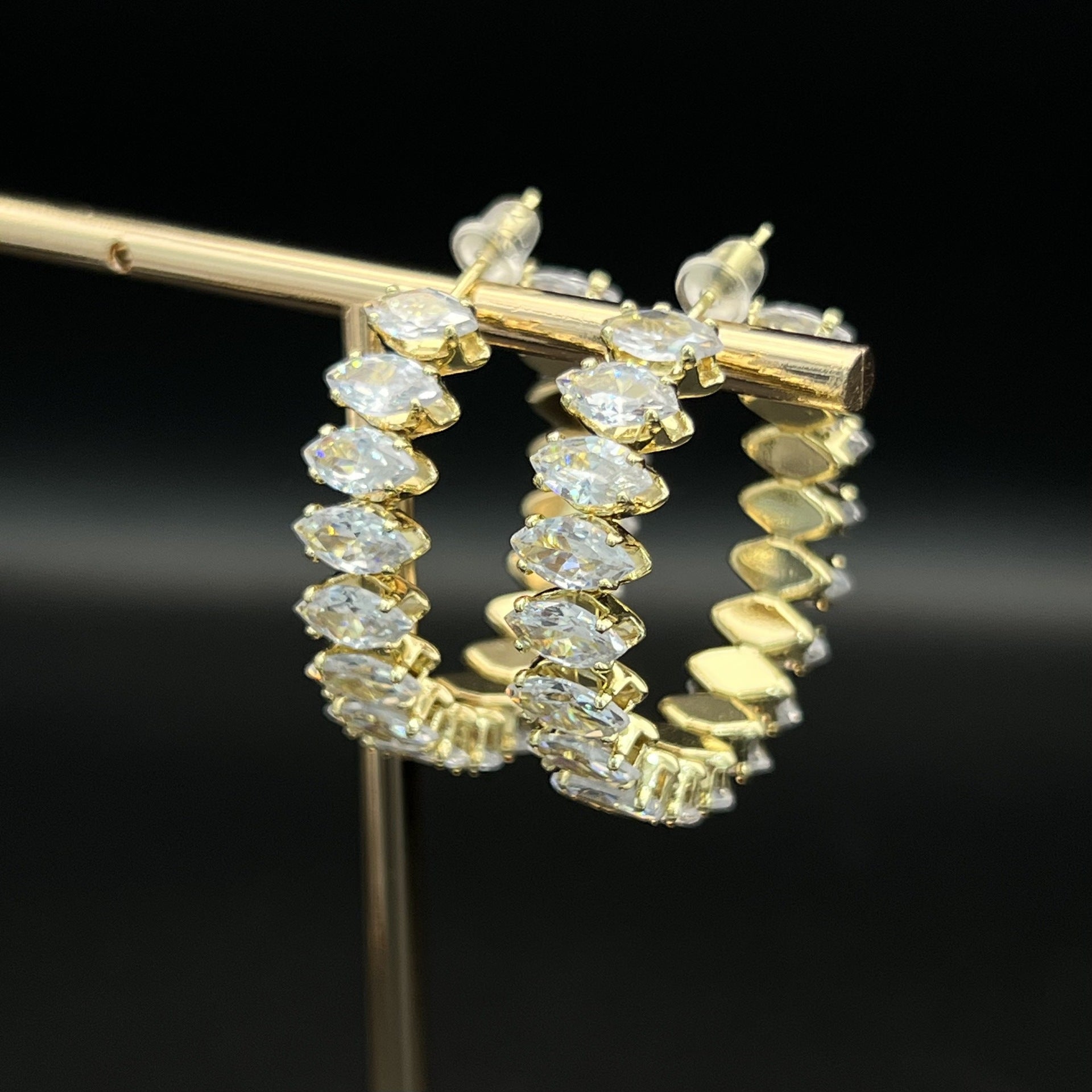 Golden Glam Oval Tennis Earrings JLT13910