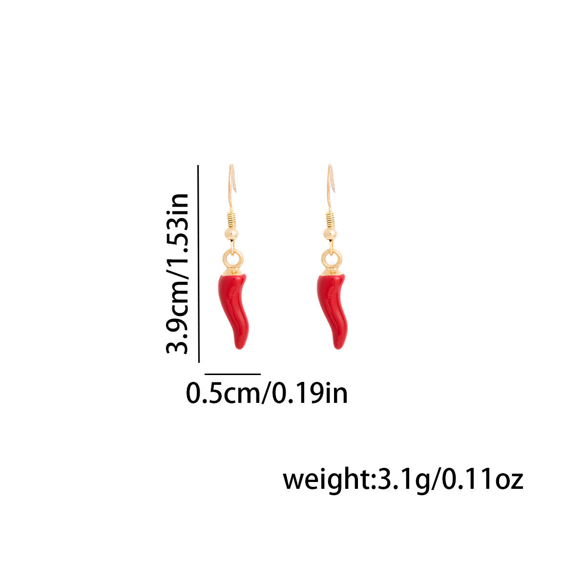 Red Gold Curved Dangle Earrings JLT13911