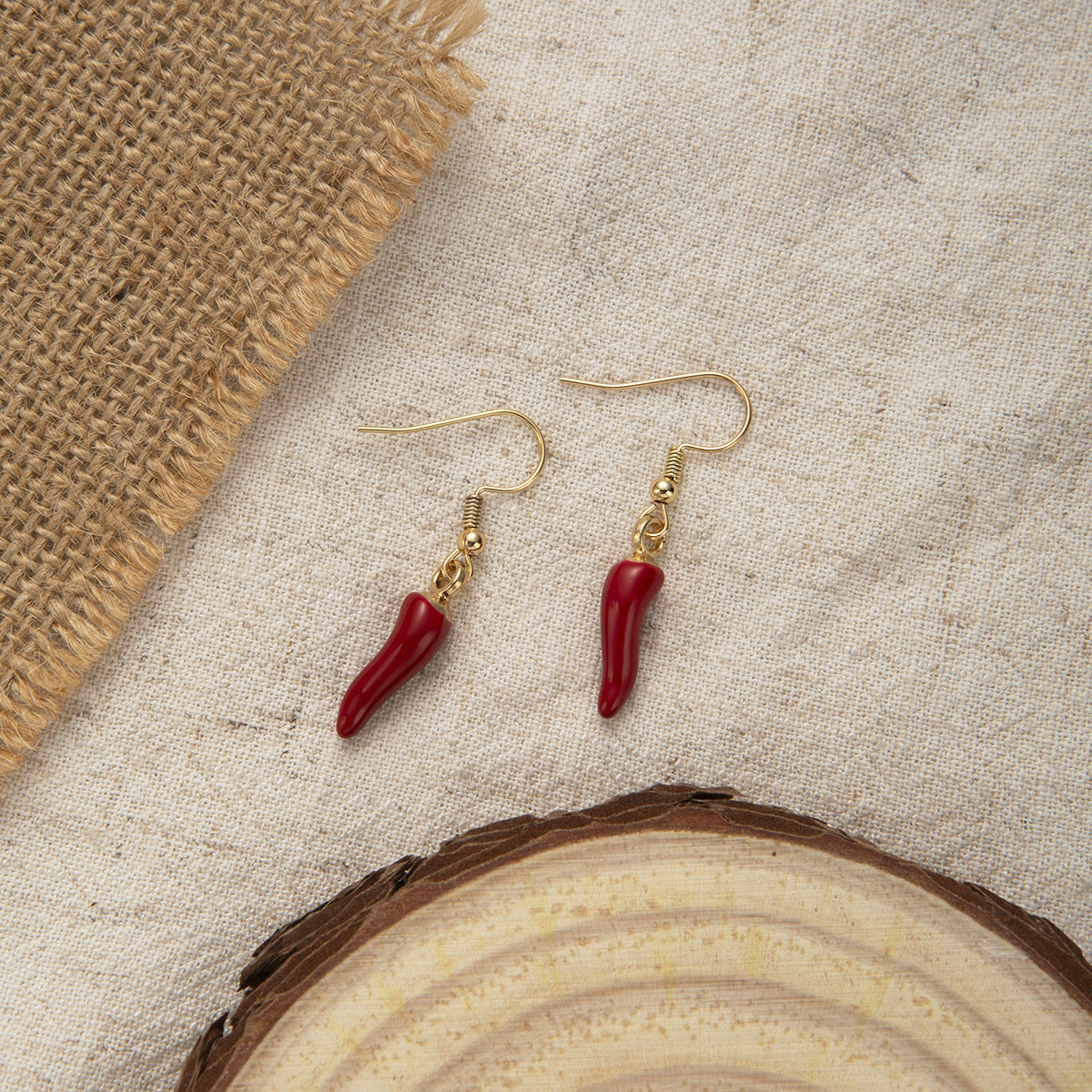 Red Gold Curved Dangle Earrings JLT13911