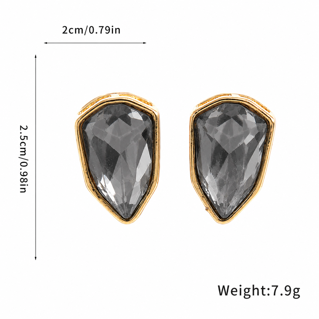 Gold Glam Grey Geometric Studs JLT13913