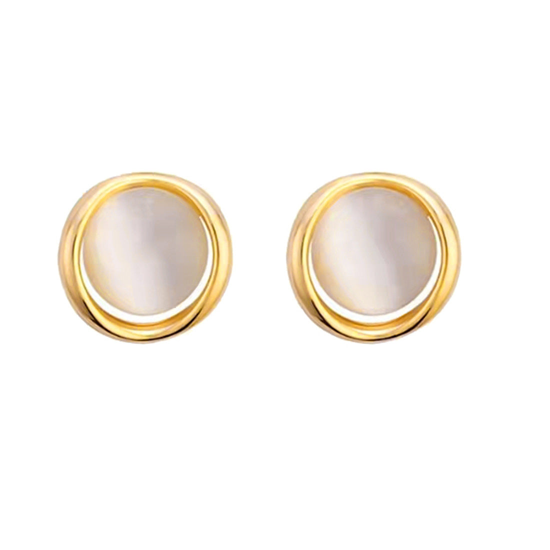 Gold Chic White Round Studs JLT13914