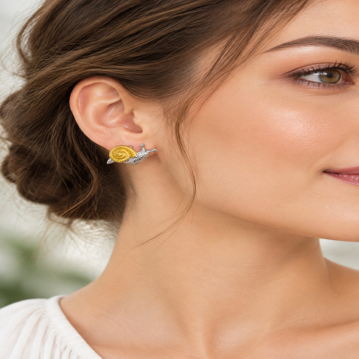 Gold & Silver Snail Stud Earrings JLT13924