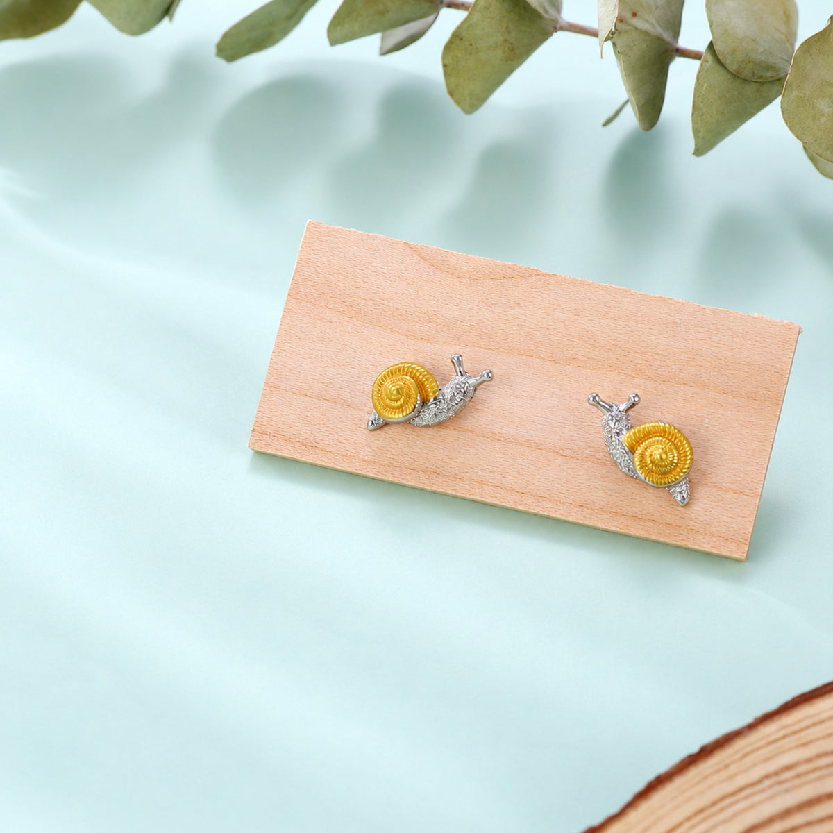 Gold & Silver Snail Stud Earrings JLT13924