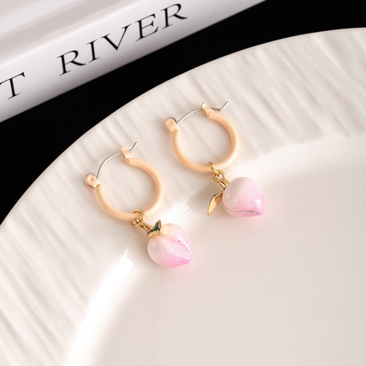 Pink Fruit Charm Hoop Earrings  JLT13926
