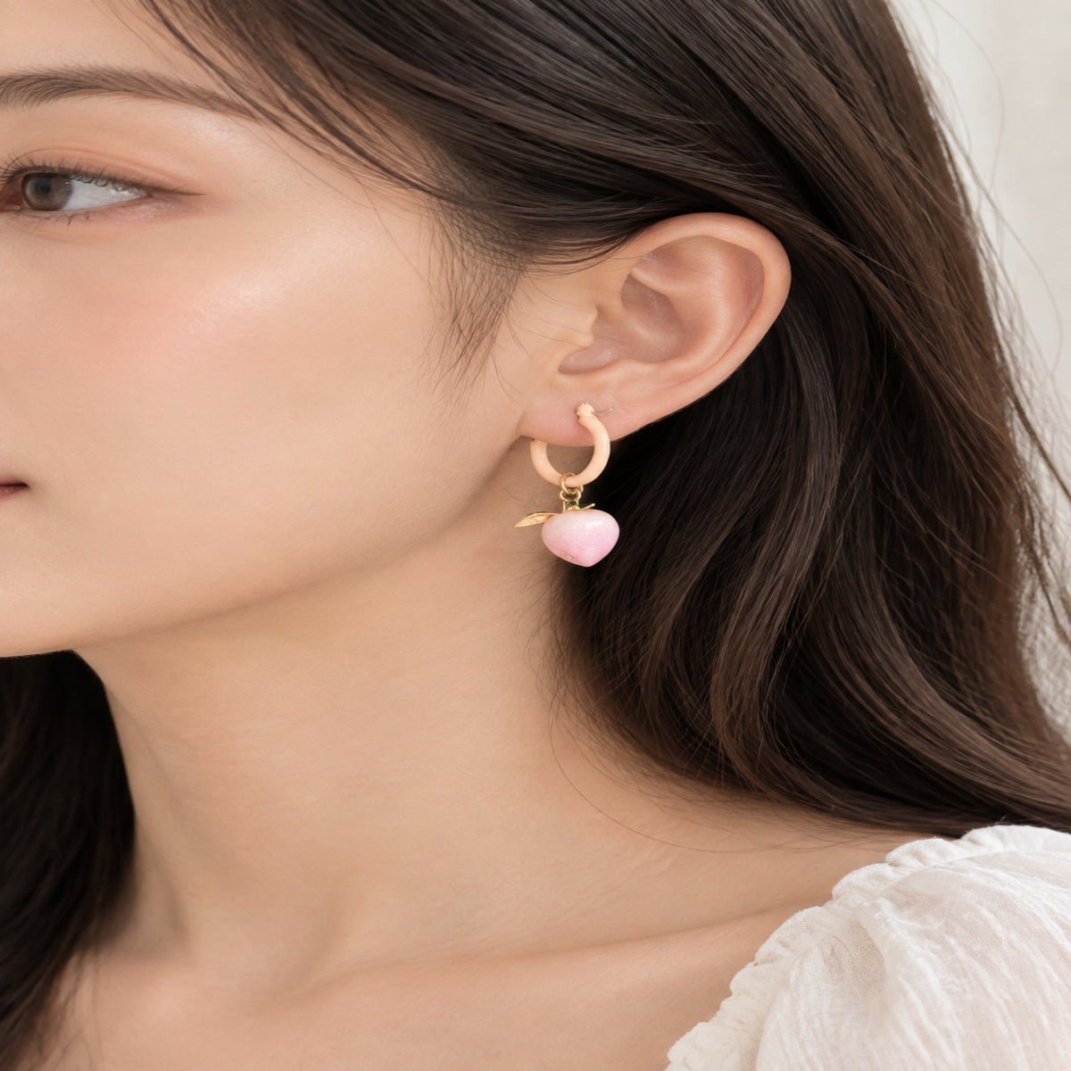 Pink Fruit Charm Hoop Earrings  JLT13926