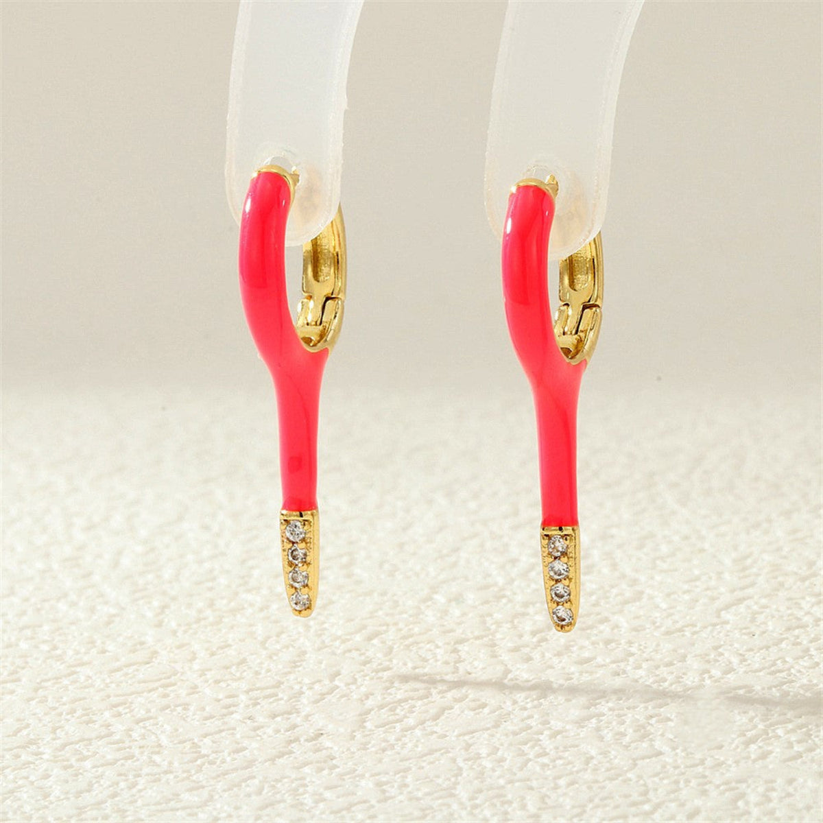 Pink Enamel Drop Earrings JLT13931