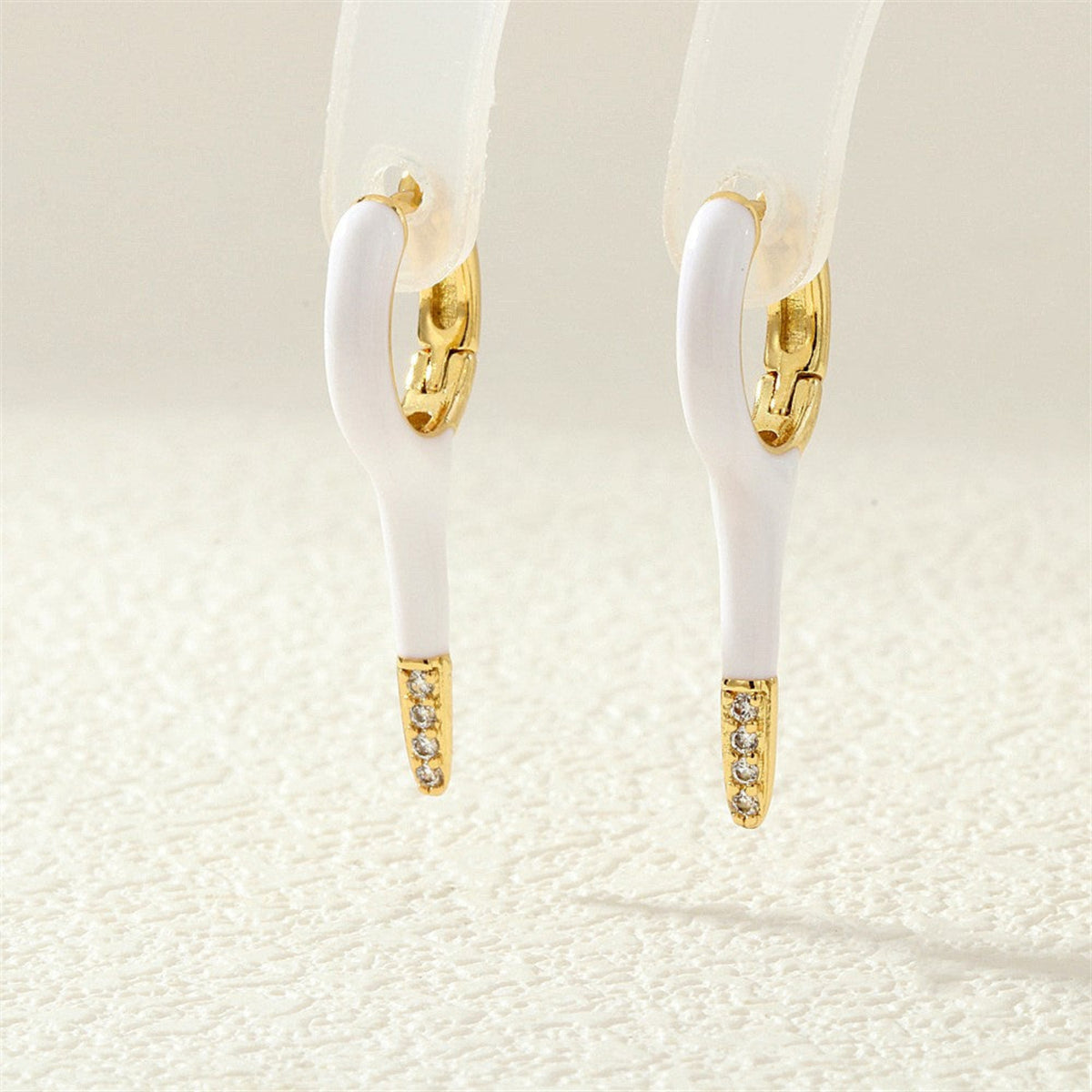 White Enamel Drop Earrings JLT13932