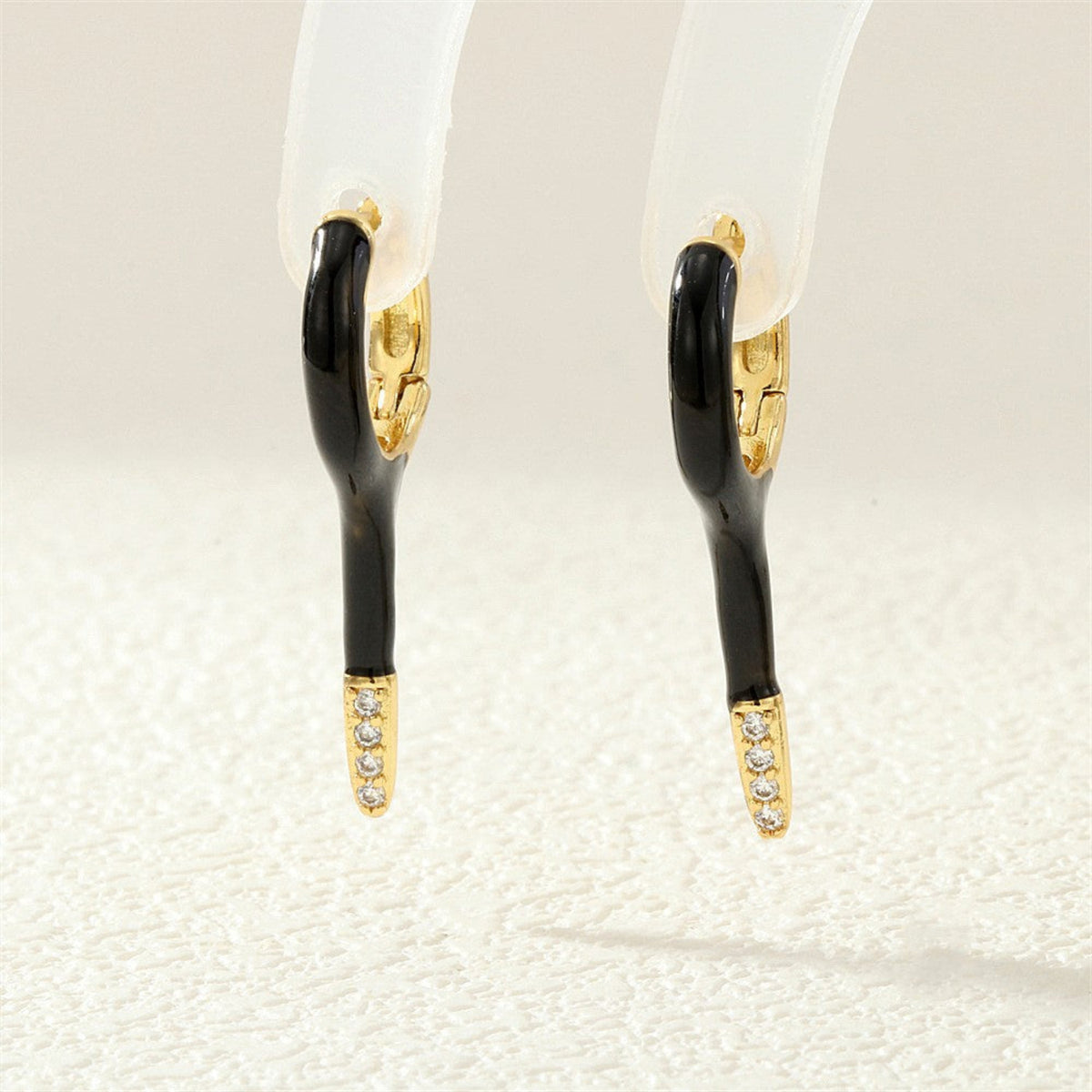 Black Enamel Drop Earrings JLT13933