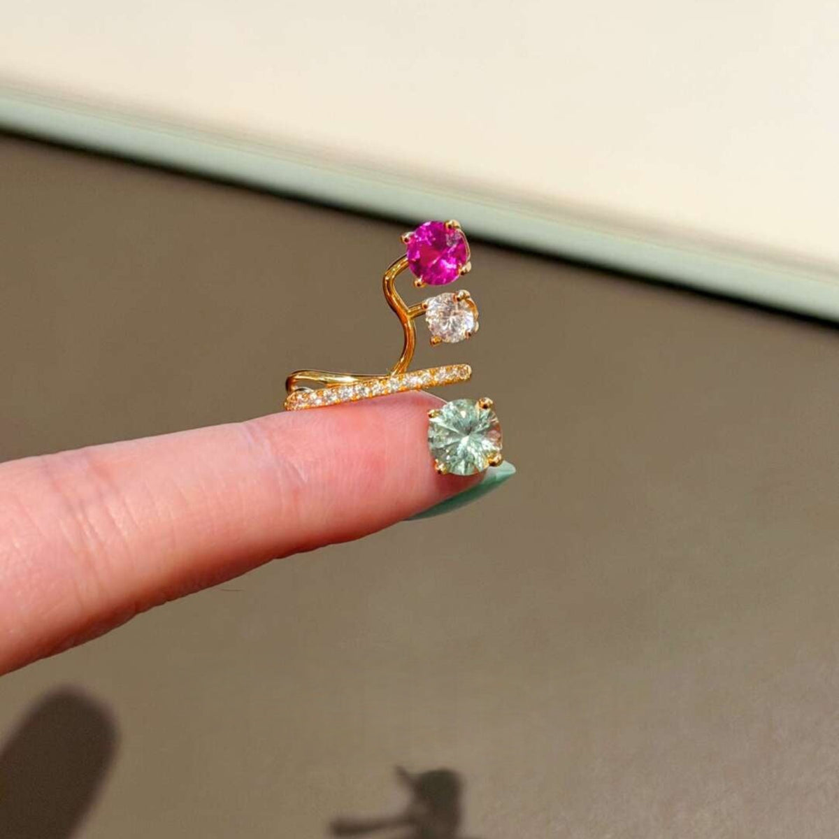 Gold Multicolour Gemstone Drop Earrings JLT13940