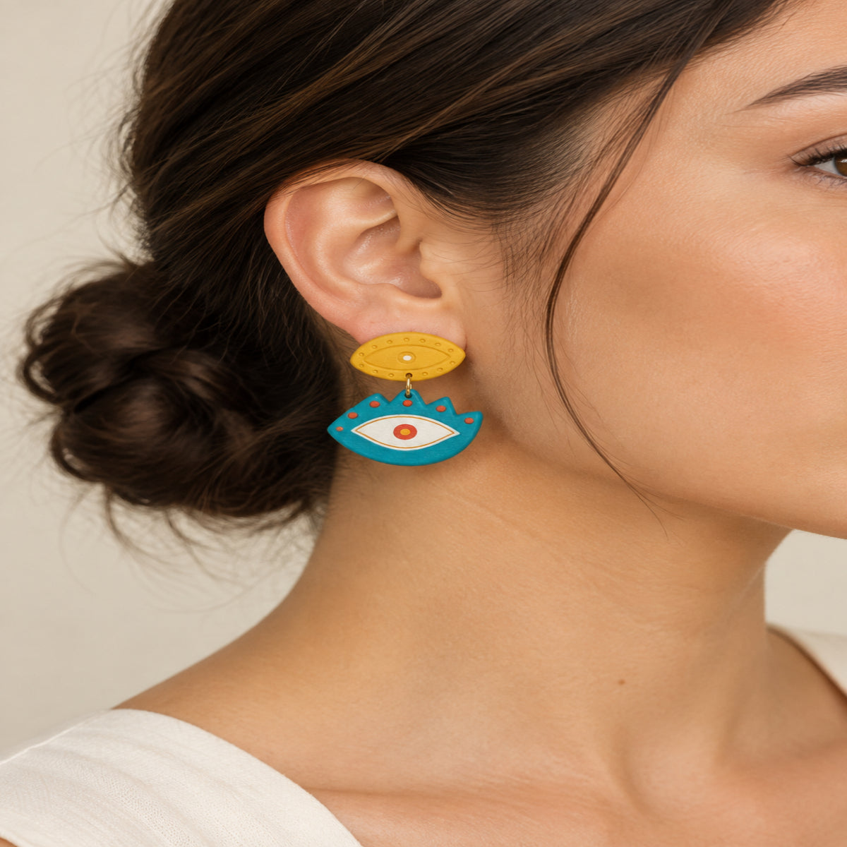 Blue Evil Eye Charm Drop Earrings JLT13944