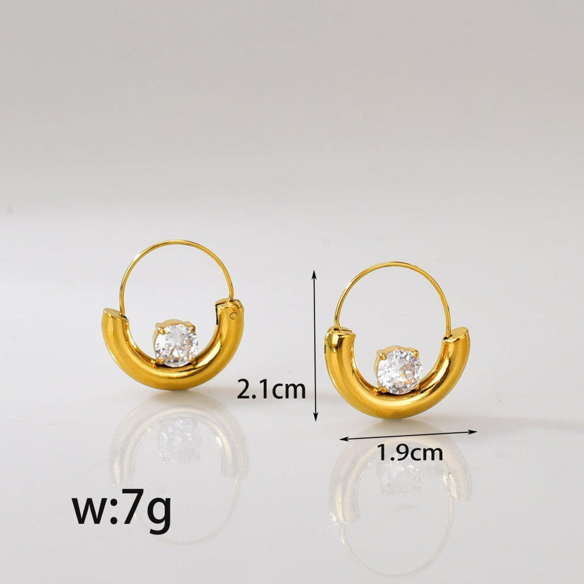 Gold Minimal Crystal Hoop Earrings JLT13947