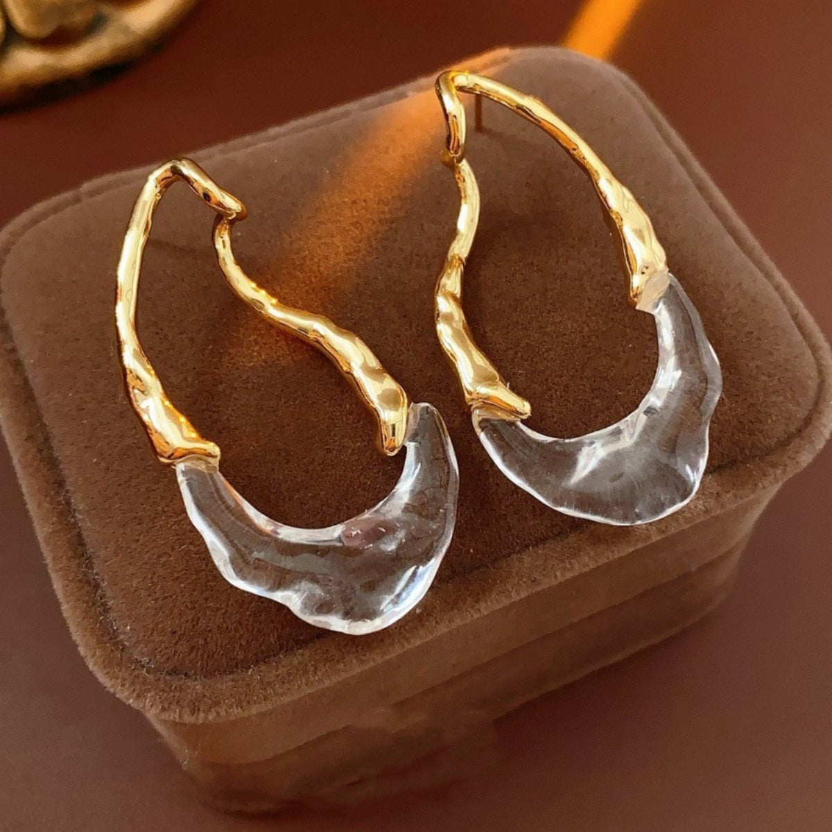 Gold Textured Hoop Earrings JLT13953