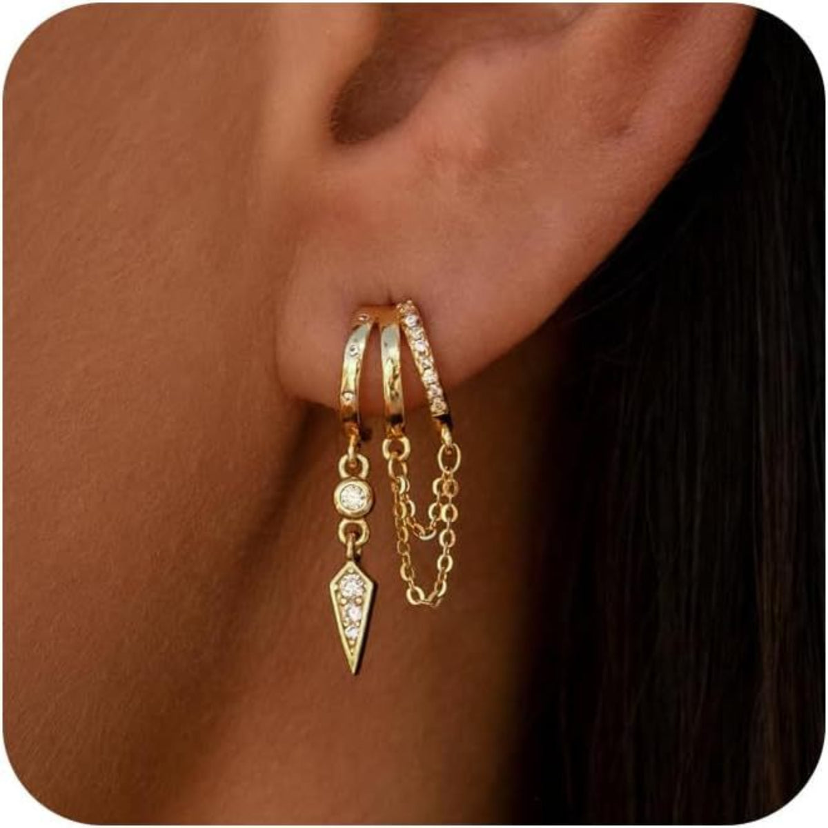 Gold Crystal Hoop Earrings JLT13979