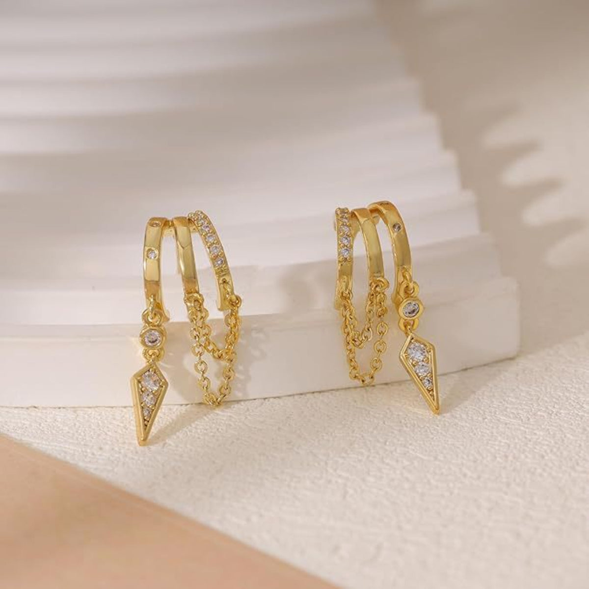 Gold Crystal Hoop Earrings JLT13979