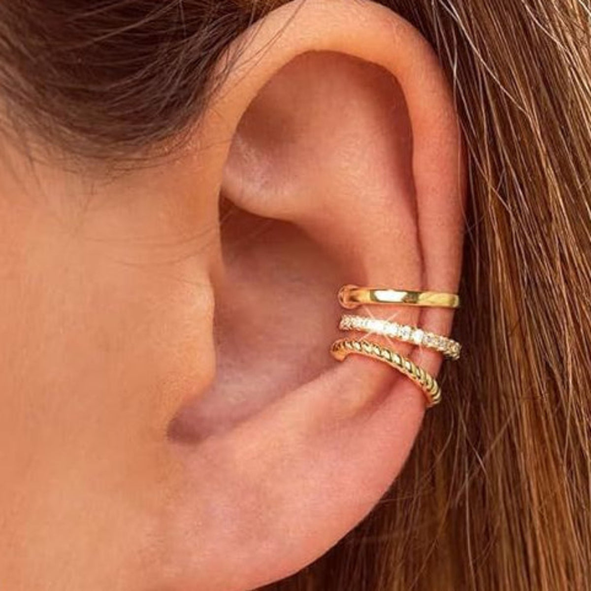 Gold Triple Band Ear Cuff JLT13981