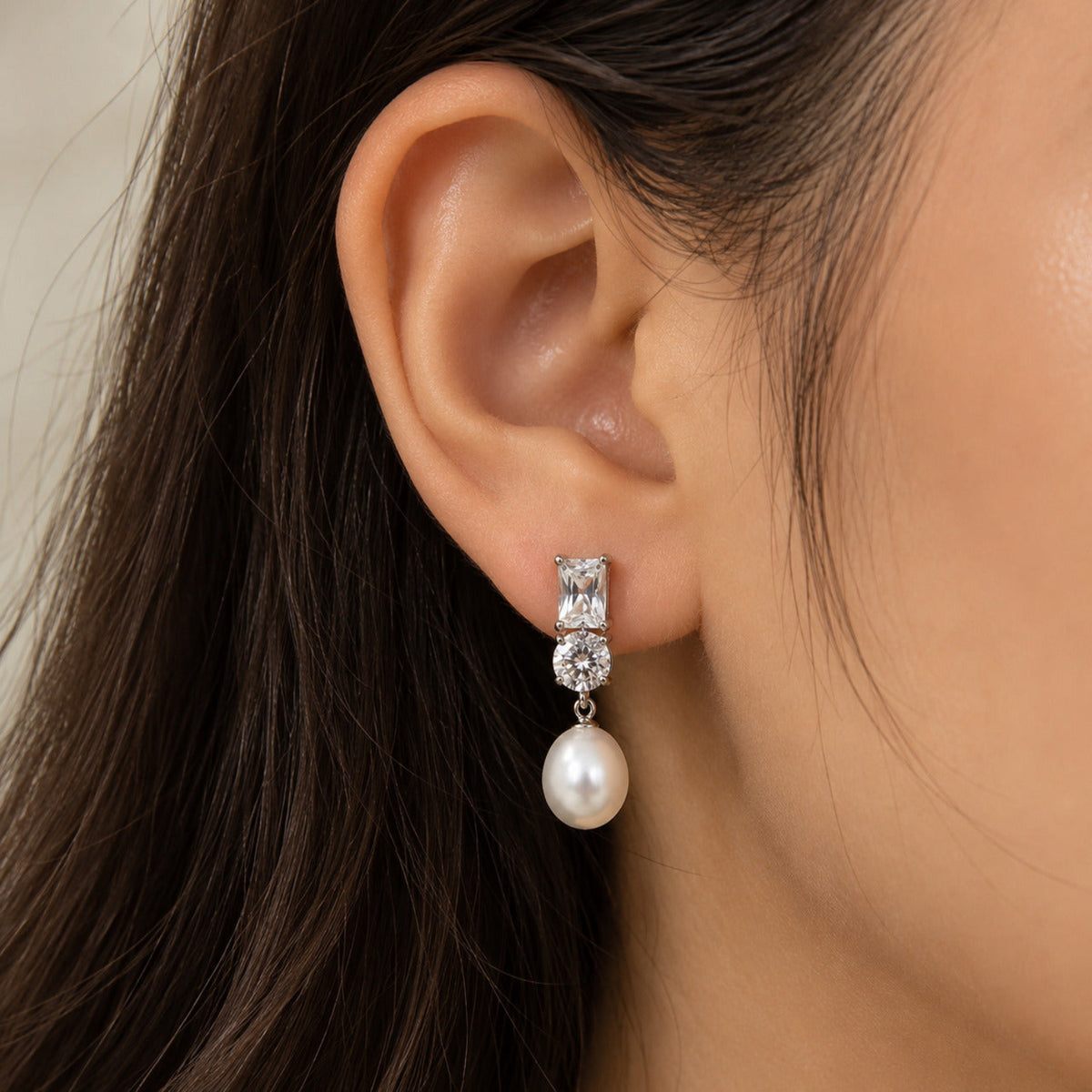 Silver Pearl Drop Earrings JLT13983