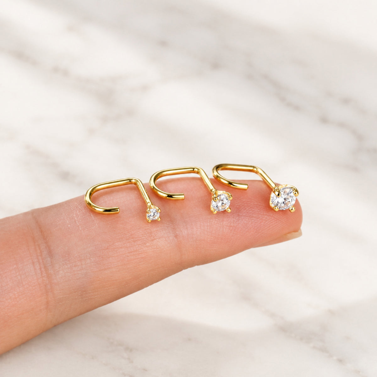 Gold Crystal Half Huggie Hoop Earrings JLT13986
