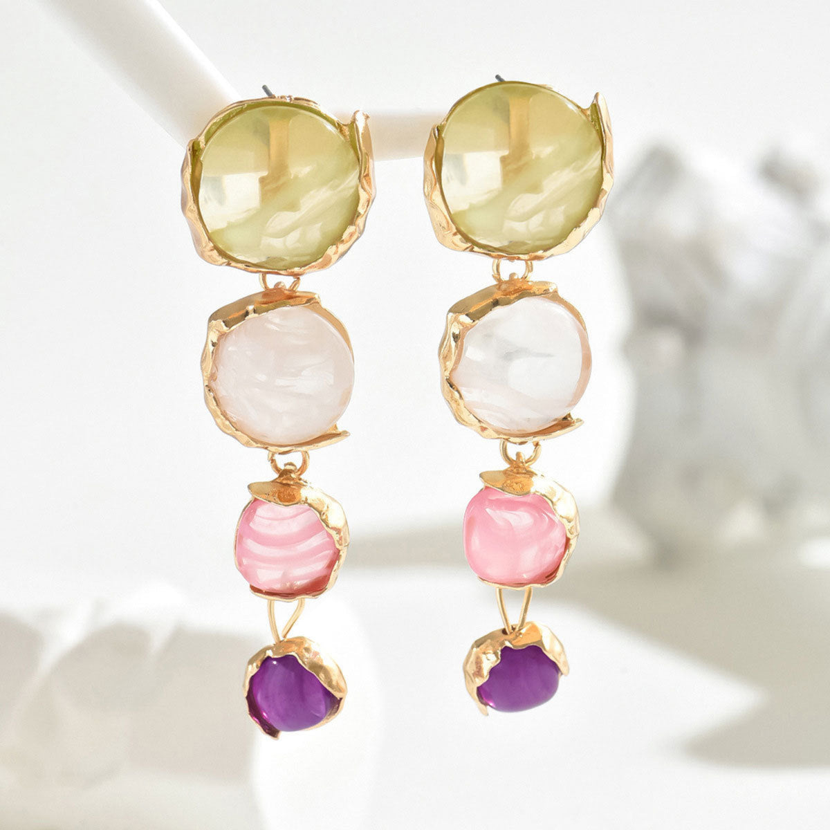 Multicolour Beaded Layered Drop Earrings JLT13997