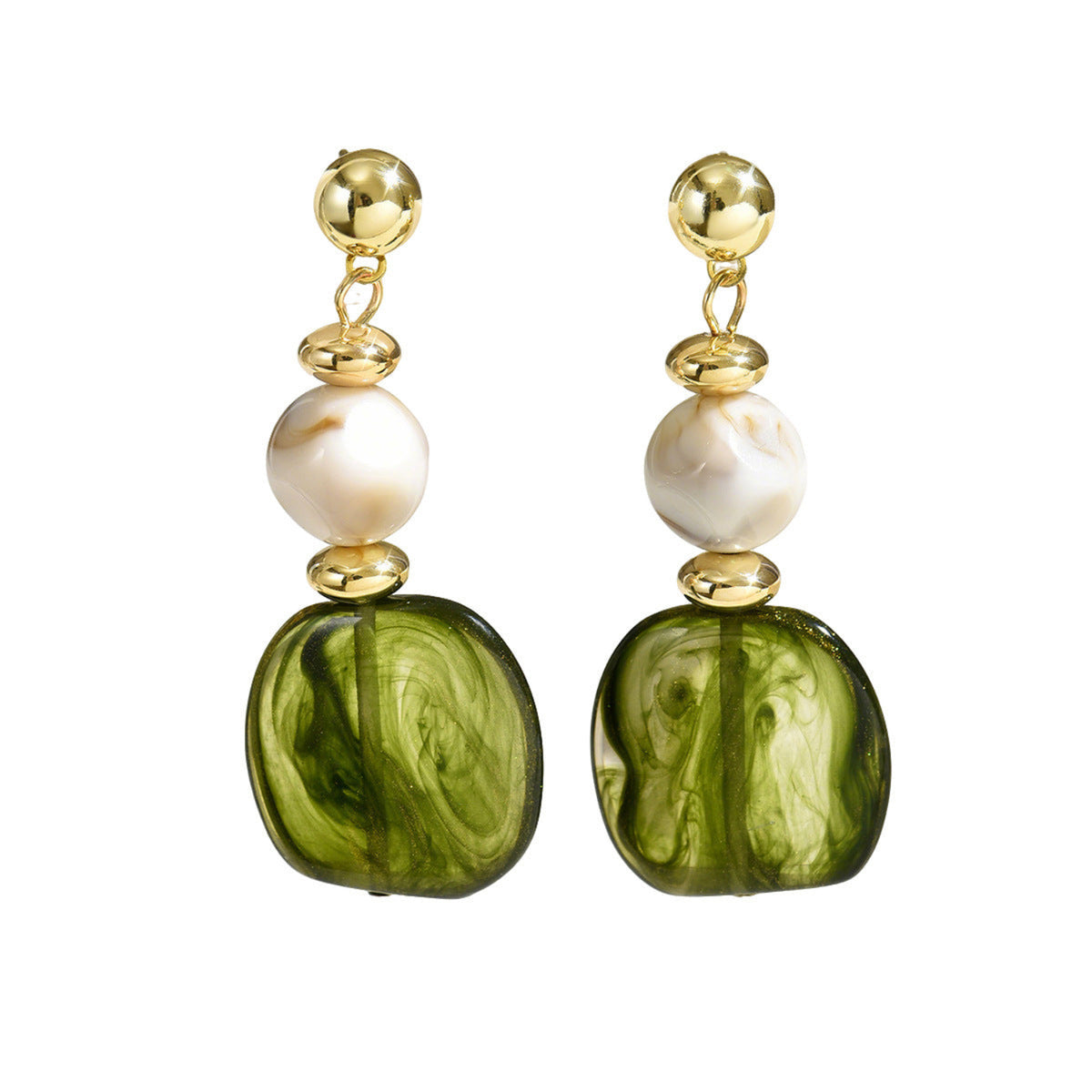 Green Bead Drop Earrings JLT14005